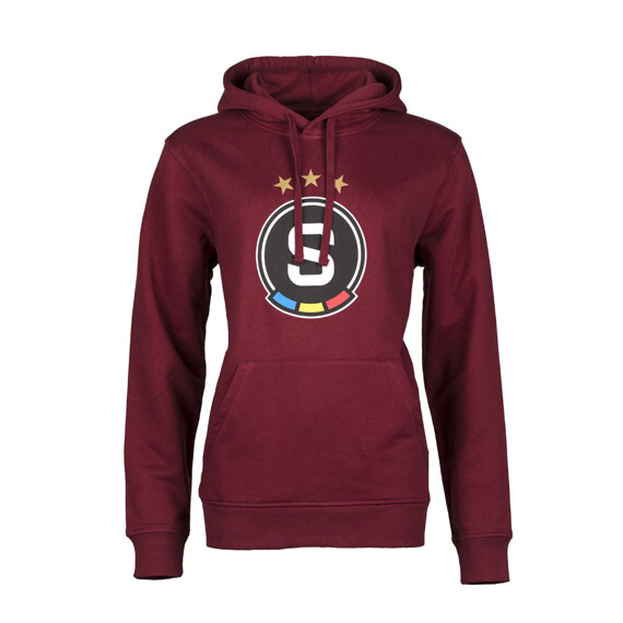 Mikina Sparta basic logo s kapucí rudá dámská